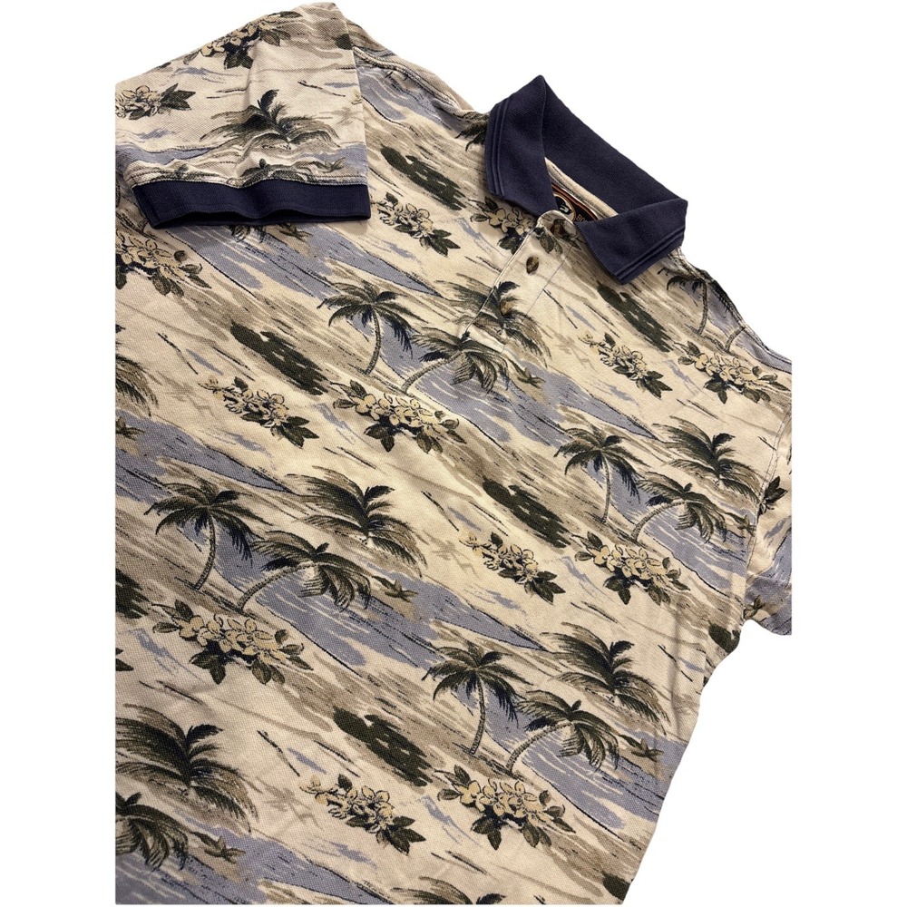 Vintage‎ Boston Traders Polo Shirt Mens Large 90's 80's Tropical Palm Trees